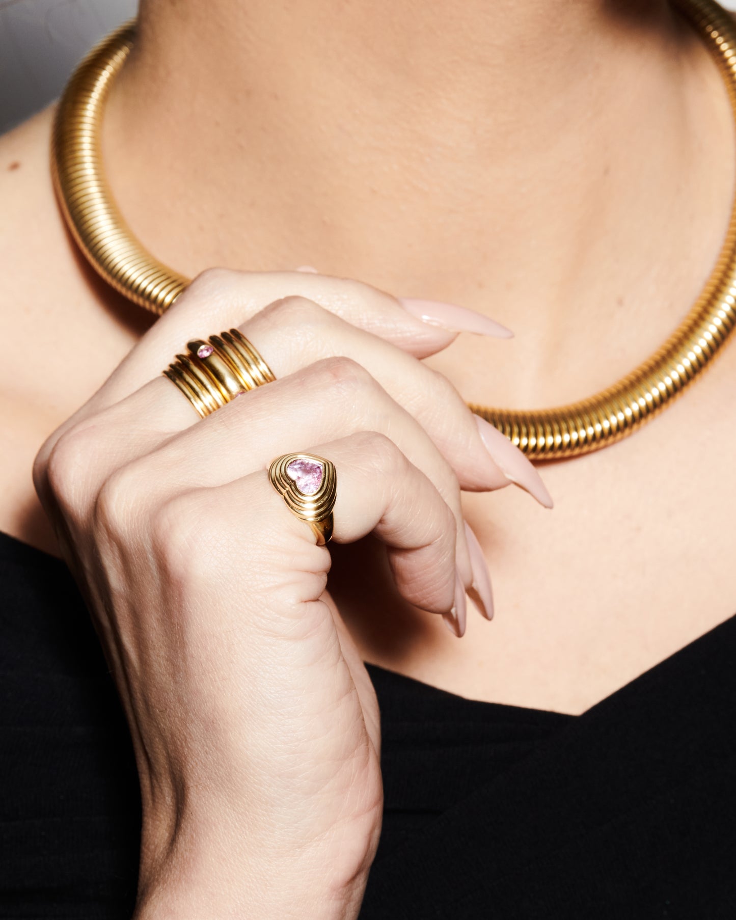 Pink Sapphire Honey Heart Gypsy Ring