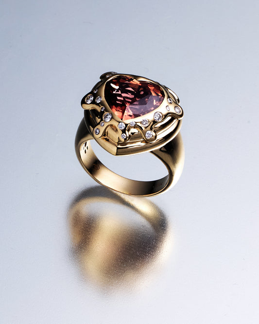 Honey Heart Drip Ring Burnt Honey Tourmaline