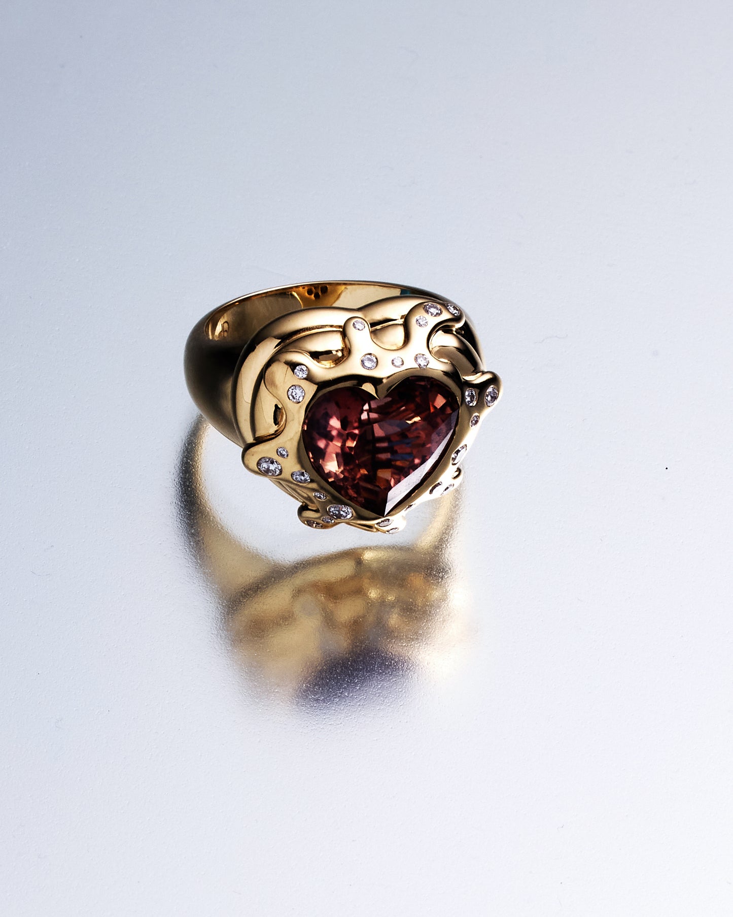 Honey Heart Drip Ring Burnt Honey Tourmaline