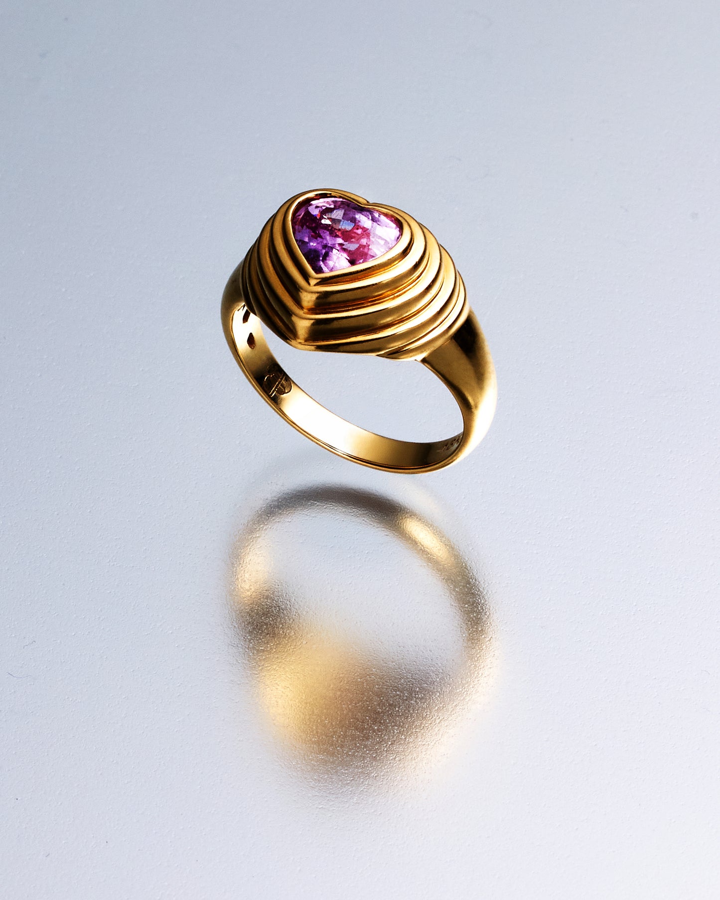 Pink Sapphire Honey Heart Gypsy Ring