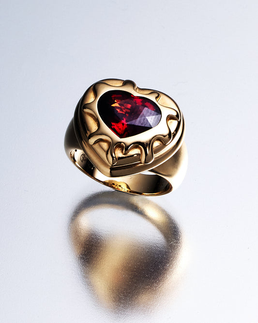 Honey Heart Drip Ring Garnet