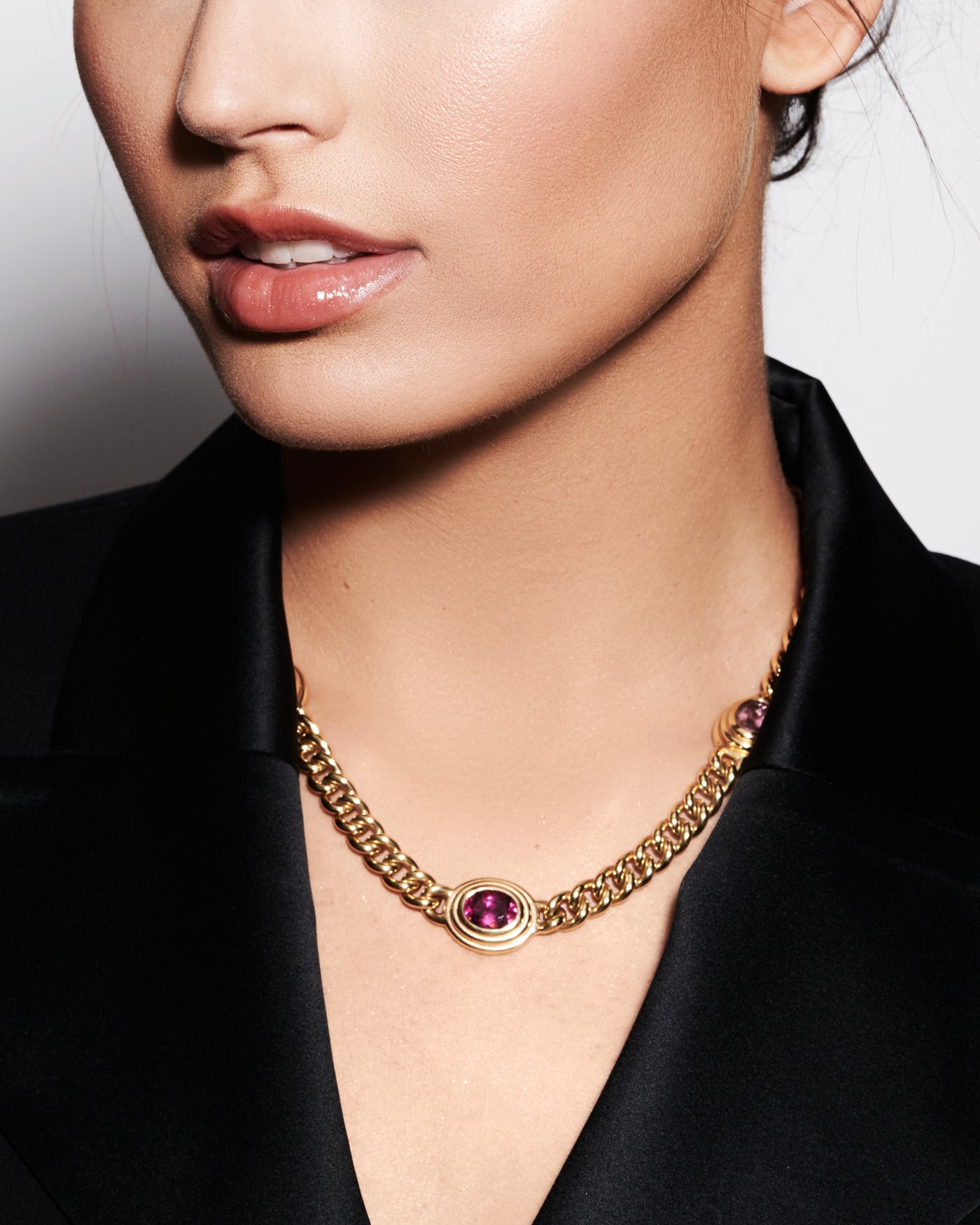 Triple Honey Tourmaline Link Necklace