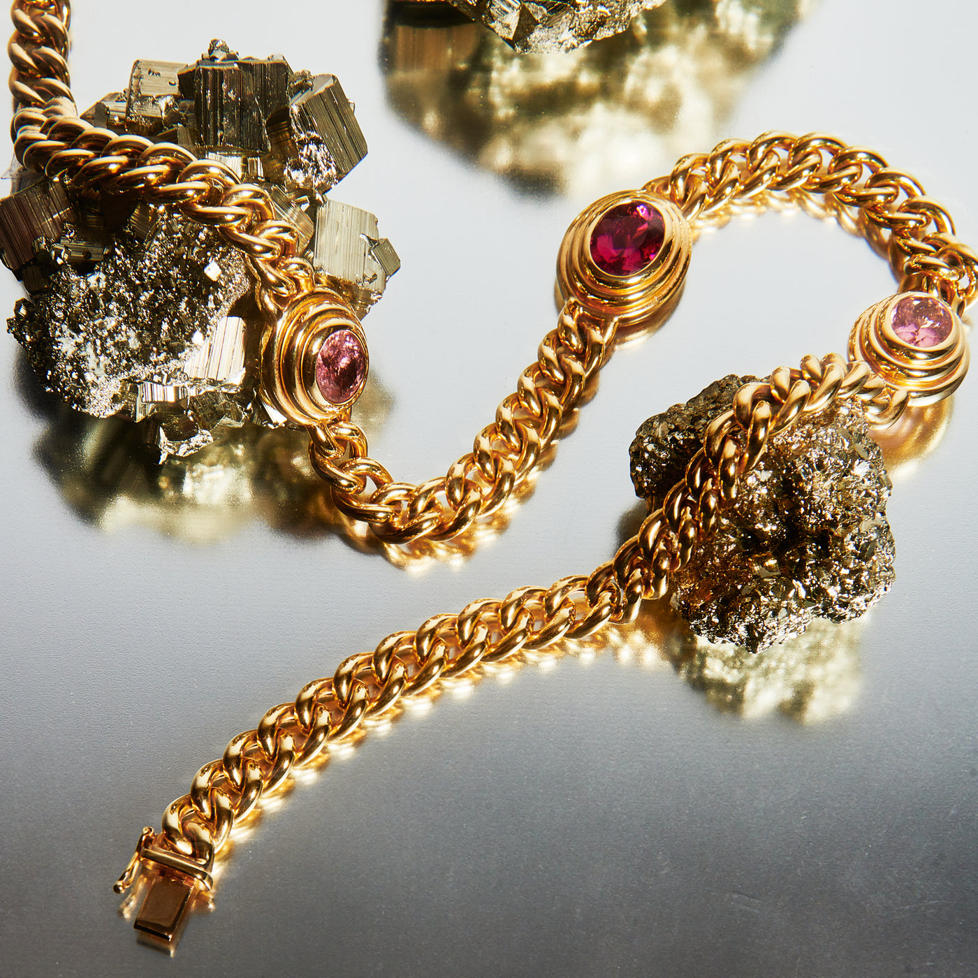 Triple Honey Tourmaline Link Necklace