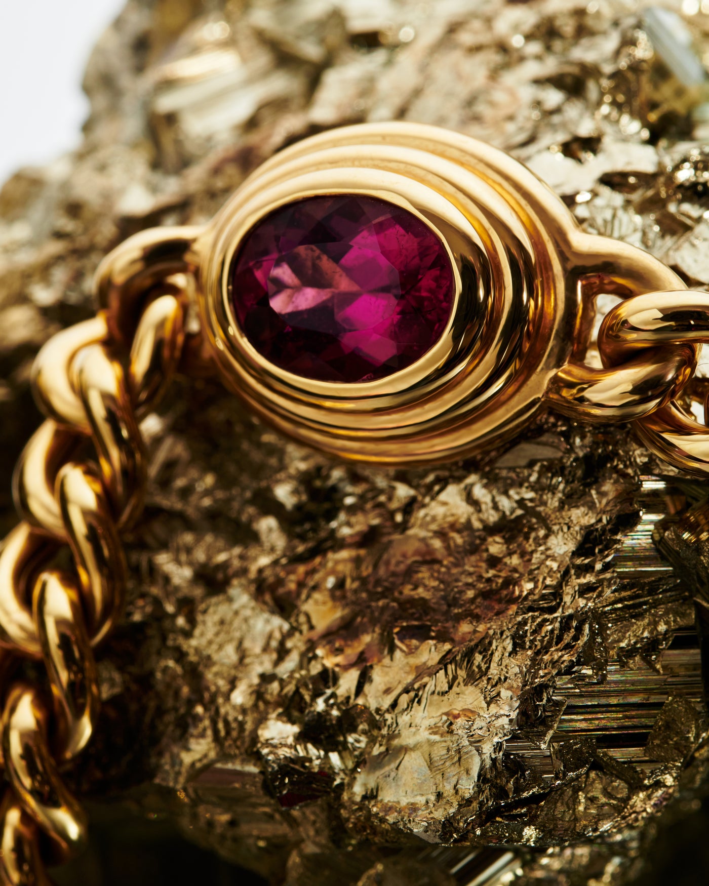 Triple Honey Tourmaline Link Necklace
