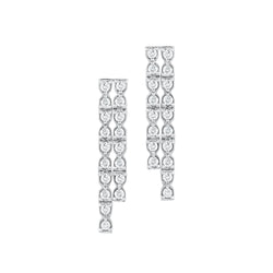 Flexible fringe earrings made with 18k white gold set with white diamonds.