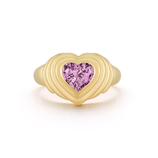Pink Sapphire Honey Heart Gypsy Ring